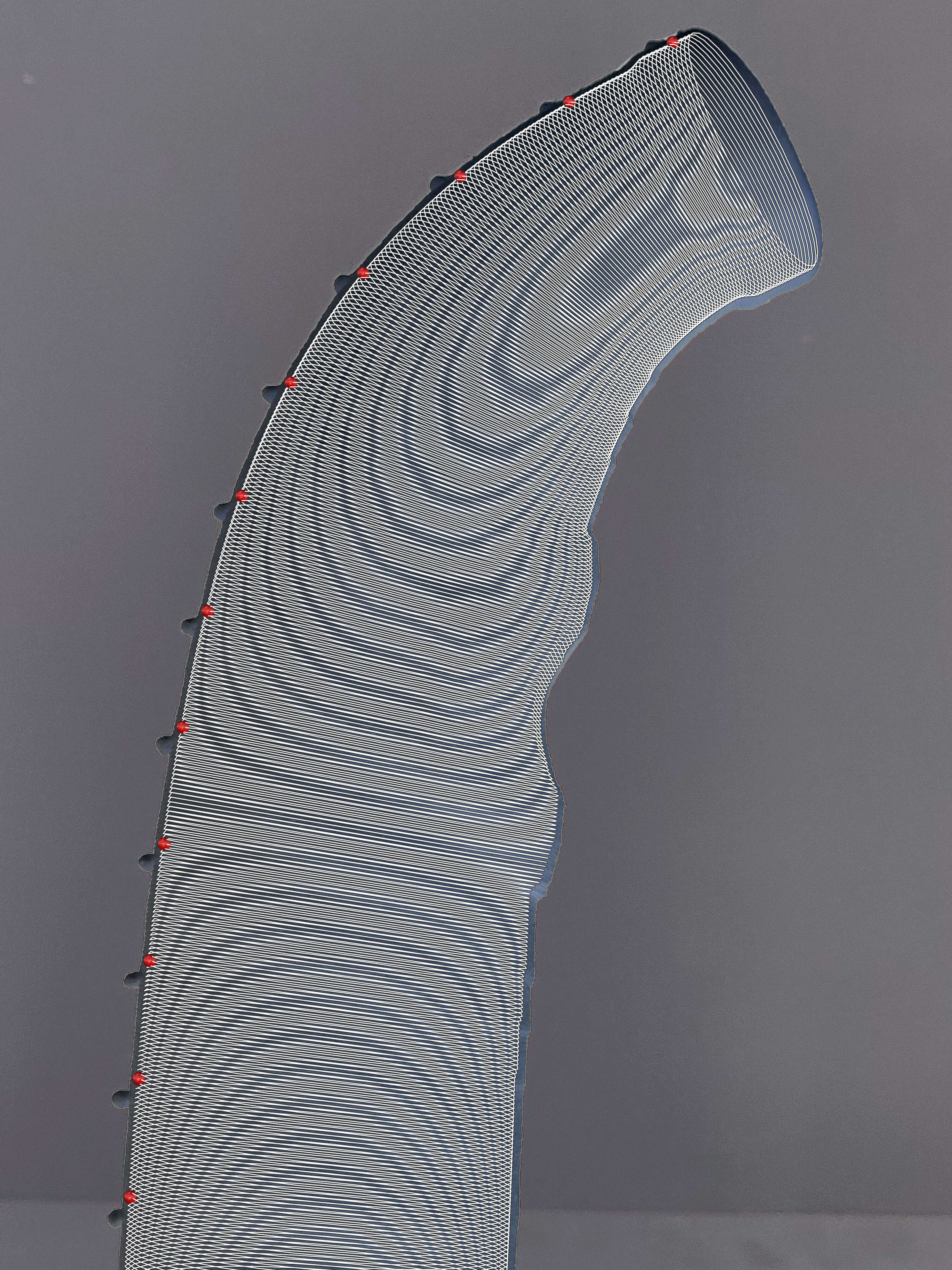 Digital overlay of G2 tube, highlighting the toolpaths of the robotic cell